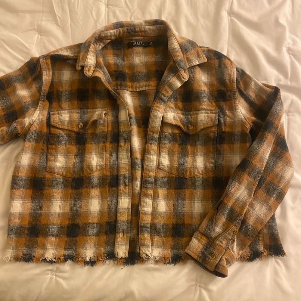 Obey Checkered Shirt in Brown and Cream